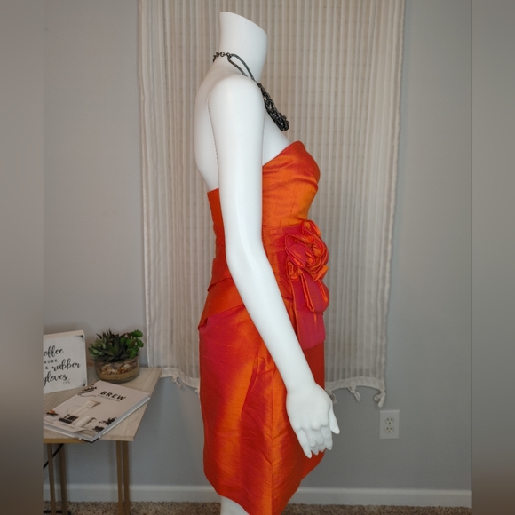 PHOEBE COUTURE "OPANGE" SILK COCKTAIL DRESS 4 - Picture 6 of 13